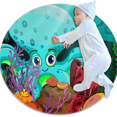 Z&Q Tapis de jeu pour bébé Octopus Tapis de jeu portable pour bébé, tapis de jeu doux antidérapant pour nourrissons et tout-petits 100 cm