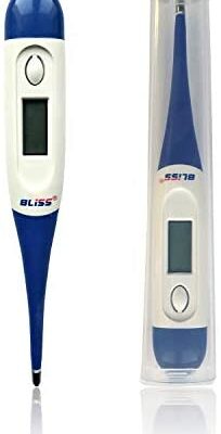 Thermomètre de fièvre numérique BLISS avec embout flexible pour une mesure rapide de la température corporelle orale, rectale et des ailes chez les enfants, les adultes et les nourrissons