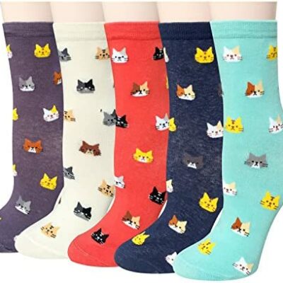 5 Paires Femmes Mignon Chaussettes Kawaii Chat Chien Animal Motif Coton Chaussettes D'hiver Multicolore