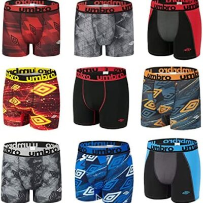 UMBRO Boxer Surprise pour Homme Ajustement Parfait, Boxer à Motif Aléatoire, Respirant, Liberté de Mouvement et Maille Respirante (Lot de 6)