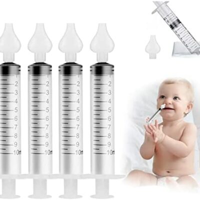 Seringue nasale pour bébé 4 pièces, irrigateur de seringue nasale, seringue nasale pour bébé de 10 ml avec embout en silicone, seringue nasale réutilisable pour bébé