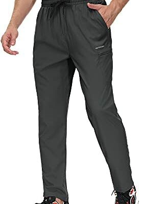 Butrends Pantalon de randonnée pour homme Pantalon de jogging respirant Pantalon de sport léger avec poches zippées