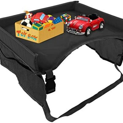 Plateau de voyage pour voiture Plateau de voyage Tablette pour enfants Boîte de rangement Plateau de jeu de dessin Plateau de dîner pour enfants (Noir)