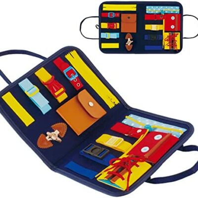 ASIPRIN Busy Board, Tableau d'activités pour tout-petits, Tableau d'apprentissage éducatif pour enfants, Tableau d'apprentissage éducatif avec boucles, fermetures éclair, boutons, avions, voitures ou tricot à la maison