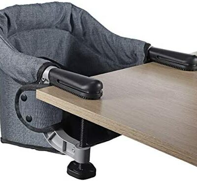 Chaise de bureau pour bébé, chaise haute portable avec ceinture de sécurité, chaise de bureau pliable pour enfants avec sac de transport (gris)