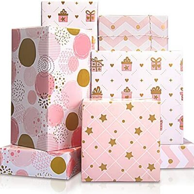 Larcenciel Emballage Cadeau Rose, Emballage Cadeau Anniversaire, Emballage Cadeau Fille Enfant, Anniversaire, Vacances, Mariage, Noël, Emballage Cadeau Nouveau-né (4 Feuilles, 70x50cm)