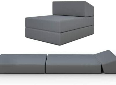 Bobby's Bedware Matelas pliant 2 en 1 Anthracite Peut être utilisé comme matelas de voyage, matelas pliant, matelas d'invité, matelas de voyage de 12,5 cm de haut, également utilisé comme fauteuil