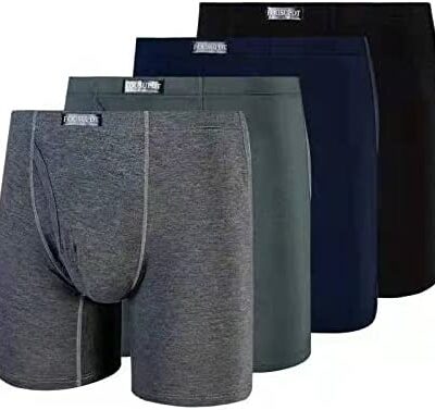 Boxer pour homme Fousupdt (lot de 4), boxer pour homme en coton, patte de boutonnage avant avec pochette, coupe classique, sous-vêtement respirant léger, de soutien et super confortable.