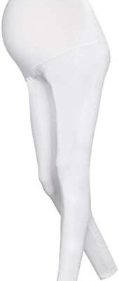 DeDavide Lot de 2 leggings de maternité en coton S-XXL - Blanc - XL