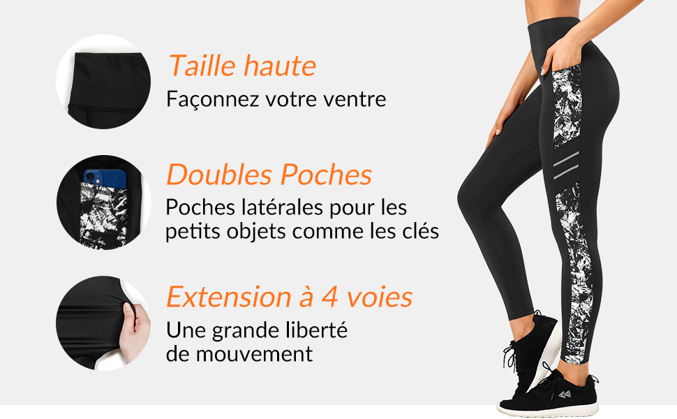 Yvette Sports Leggings Pantalon de yoga imprimé taille haute opaque pour femme