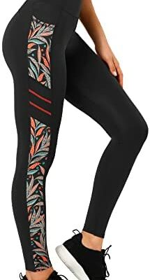 Yvette Sport Leggings Femme Opaque Taille Haute Opaque Imprimé Yoga Pantalon Doux Avec Poches Jogging Fitness Pilates