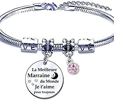 FGHJK Bracelet Marraine Bracelet Femme Cadeaux Fête des Mères Femme "La Meilleure Marraine du Monde Je T'aimerai Toujours" Marraine Cadeaux Baptême Bijoux Femme