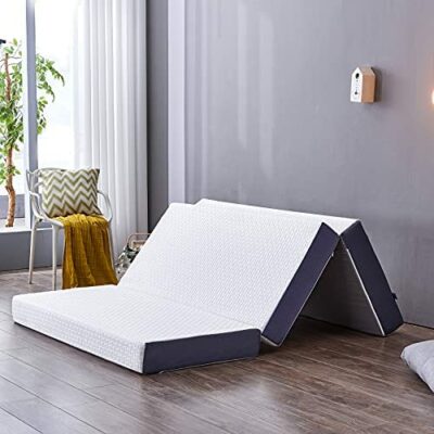 Inofia Matelas Tri-Fold en Mousse à Mémoire de Forme, Petit Lit Double, 15cm, Matelas Pliant Invité avec Housse Lavable, Tri-Fold, Boxed Bed, 120 x 190 x 15 cm