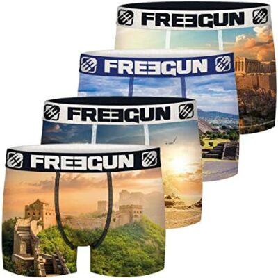 FREEGUN Boxer sans couture pour homme, slip pour homme, liberté de mouvement, coupe douce parfaite (lot de 4)