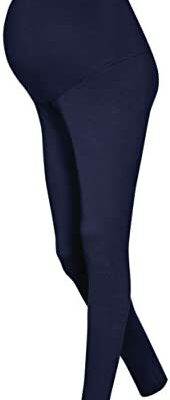 DeDavide Lot de 2 leggings de maternité en coton S-XXL - Bleu - Petit