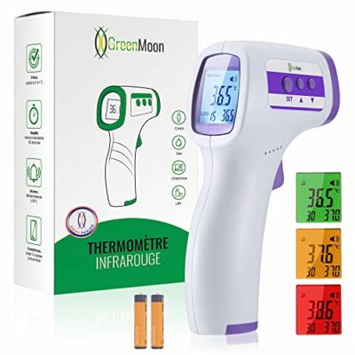 Thermomètre frontal GreenMoon Thermomètre infrarouge adulte, thermomètre sans contact, écran LCD, fonction mémoire, thermomètre infrarouge pour enfants, adultes, objets