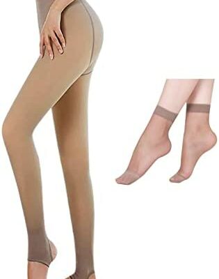 TURMIN Legging d'hiver chaud pour femme, jambes chaudes en polaire Faux translucide stretch opaque anti-polaire collant taille haute