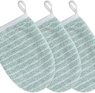 KinHwa Gants démaquillants réutilisables en microfibre Gants nettoyants (13cm x 20cm, Vert)