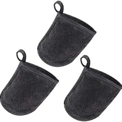 KinHwa Gants démaquillants réutilisables en microfibre Gants nettoyants (13x10cm, Gris foncé)