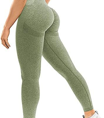 YEOREO Legging de compression froncé pour femme Taille haute sans couture