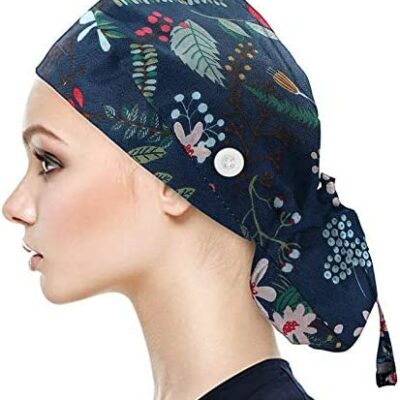 MINYING Bonnet Chirurgical Chiffon Bandeau Coton Chimique Femmes Dames Bonnet Chirurgical Fleur Bonnet Infirmière Chapeau Bonnet De Natation Bandeau Écharpe Front Croix Cheveux Sortie