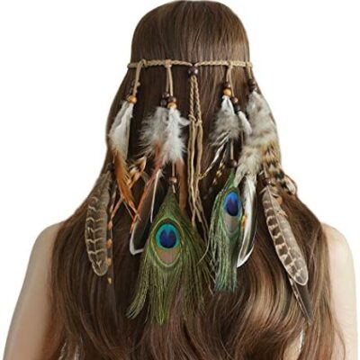 Ymwave Cheveux Hippie Bandeau avec Plume Fringe Boho Indien Coiffure Coiffure Accessoires pour Dames Filles Fête