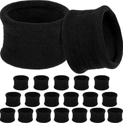 20 Pièces Grand Bandeau en Coton Extensible Cordon Porte-Queue de Cheval Bandeau Bandeau Accessoires pour Cheveux Épais ou Bouclés (Noir)