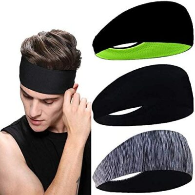 BETOY Bandeau de sport, 3 pièces Bandeau de fitness Bandeau élastique antidérapant pour homme, femme, fitness, course à pied, cyclisme, yoga, basket-ball