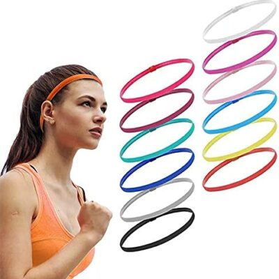 Bandeaux de fitness 12 pièces, bandeaux élastiques pour femmes, bandeaux de sport pour femmes, bandeaux de sport antidérapants, 12 couleurs pour la course, le football, le yoga et le fitness