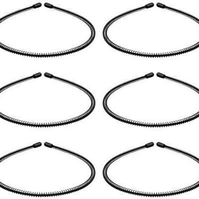 Lot de 6 bandeaux élastiques pour homme unisexe en métal bandeau ondulé pour homme Sports de plein air Yoga