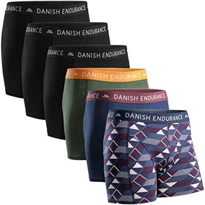 DANISH ENDURANCE Lot de 6 boxers en coton super doux, confortables et respirants, homme