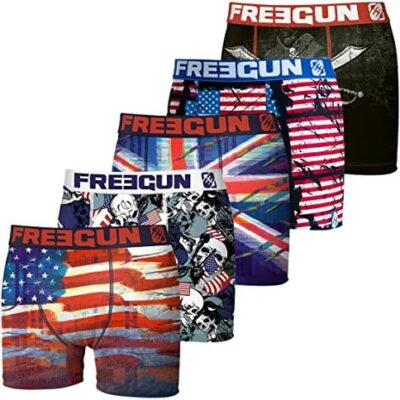 FREEGUN Briefs Boxer Briefs Homme Microfibre Imprimé (Lot de 5)