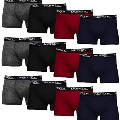 Merish Boxer pour homme Lot de 12 boxers vintage en coton et élasthanne de couleur classique Modèle 213+218