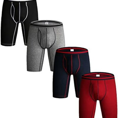 Nuofengkudu hommes 3 & 4 Boxer slips court Long doux coton Stretch sport sous-vêtements slips culottes