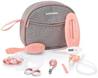 Babymoov - Trousse de Toilette et de Soins pour Bébé, 9 Accessoires, Pêche