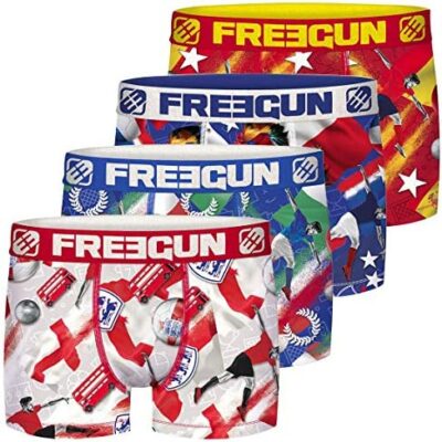 FREEGUN Boxer infroissable pour homme, slip pour homme, durable, confortable (lot de 4)