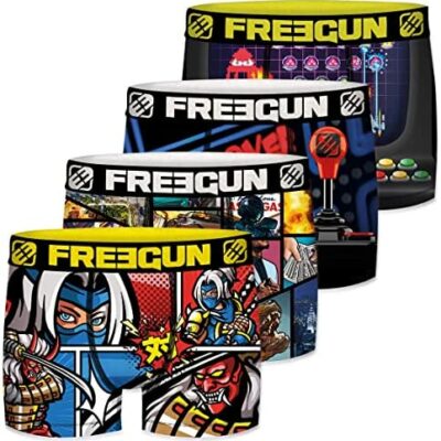 FREEGUN Boxer respirant pour homme, caleçon pour homme, coupe parfaite, doux (lot de 4)