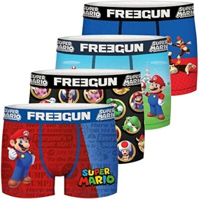 FREEGUN Mario Kart Boxer pour homme, confortable et respirant pour homme (lot de 4)