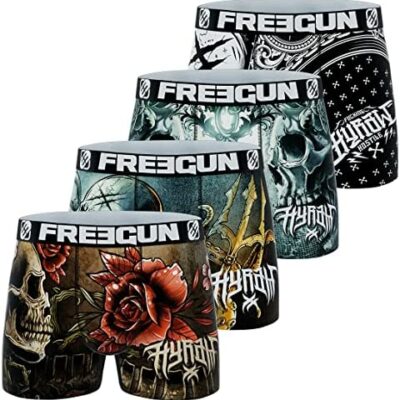 FREEGUN Boxer infroissable pour homme, boxer pour homme, HYRAW, sans déformation et doux (lot de 4)