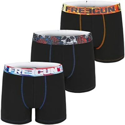 FREEGUN Boxer en Coton pour Homme, Boxer pour Homme, Liberté de Mouvement, Anti-Irritation (Lot de 3)