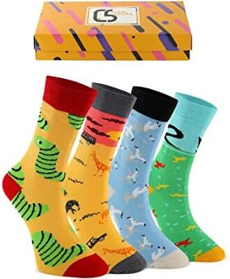 Creasocks 4 paires de chaussettes en coton intéressantes pour hommes Designs uniques