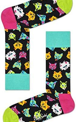 Happy Socks Fun Cat Chaussettes, Multicolore (Multicolor 930), 7/10 (Tailles Fabricant : 41-46) Homme