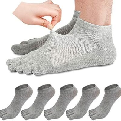 REKYO Chaussettes à orteils pour hommes 5 paires de chaussettes basses en coton, chaussettes à 5 doigts pour hommes respirantes et douces