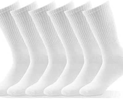 Chaussettes de Tennis EMA MEGA GROUP, Homme et Femme, Pure Classic Haute Qualité, Lot de 6, Renfort Respirant, Sport et Quotidien, Blanc, Noir