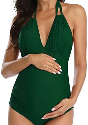 EastElegant Maillot de bain de maternité One Piece V Neck Maternité Halter Maillot de bain Maternité Bikini