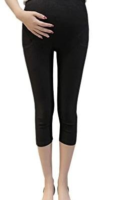 ZEVONDA Grossesse Casual Maternité Pantalon 3/4 Taille Ajustable Leggings