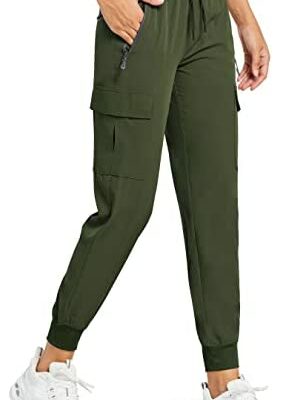 Comallan Pantalon de jogging cargo pour femme Randonnée Léger, séchage rapide Sports Fitness Pantalon de plein air décontracté