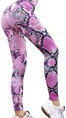 KUKICAT Leggings de Sport pour Femmes Push Ups, Pas Cher Sexy Hiver Taille Haute Imprimé Serpent Anti-Cellulite Sweat Leggings Gym pour Femmes