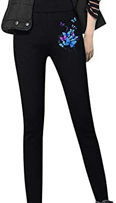 JERFER polaire épaississant leggings femmes laine leggings automne et hiver papillon imprimé taille haute pantalons chauds collants vêtements de sport