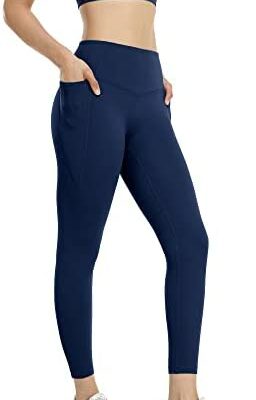 icyzone Pantalon de yoga pour femme – Leggings d'entraînement taille haute avec poches, collants de sport